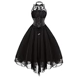 Hopoter Damen Kleider Gothic Kleid 50s Renaissance Maxikleid...