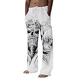 Herren Totenkopf Printedi Casual Baggy Jogginghose Vintage...